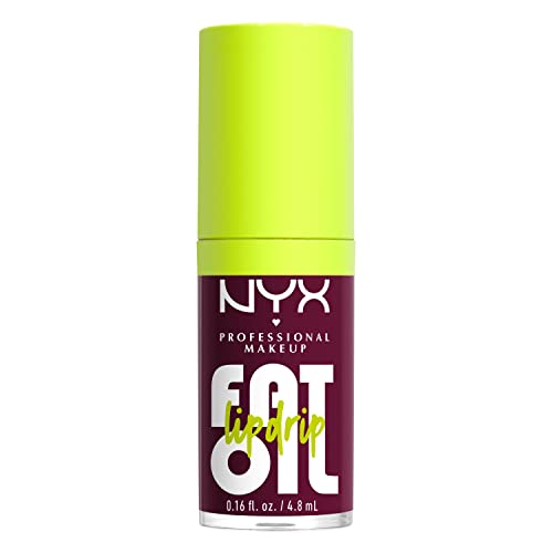 NYX PROFESSIONAL MAKEUP FAT OIL LIP DRIP, MOISTURIZING LIP OIL GLOSS, VEGAN TINTED FORMULA, UP TO 12 HR HYDRATION – THAT’S CHIC (DEEP BERRY)