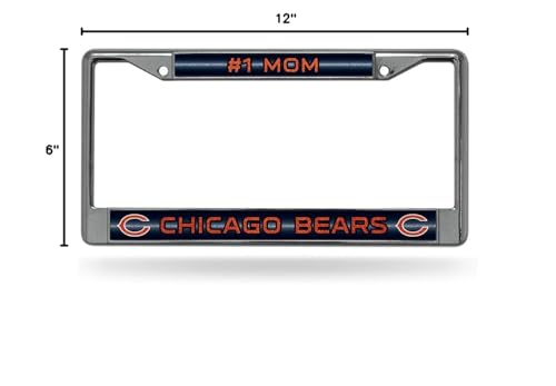 Rico Industries NFL Chicago Bears 1 Mom 12 x 6 Silver Bling Chrome Car/Truck/SUV Auto Accessory