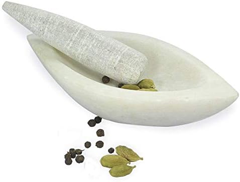 Shopnetix® Marble Mortar and Pestle Set Spice Mixer for Kitchen (6 Inch)