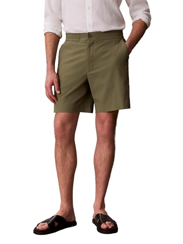 Calvin Klein Men's Straight Seersucker Elastic 7" Short Deep Lichen Green
