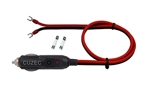 CUZEC Heavy-Duty 15A Male Plug Cigarette Lighter Adapter Power Supply Cord with 1.6ft / 0.5m 16 AWG Cable Wire For Car inverter Air pump electric cup and DIY (CU10220B)