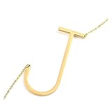 Gmai Women's Classic Stainless Steel Big Letter Necklace Initial Chain Script Pendant Name Necklace (Gold Letters A-Z Available)