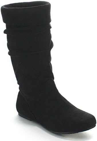 Coshare Girl's Colorful Wrinkled Cozy Mid Calf Slouch Boots (with Free Stickers)