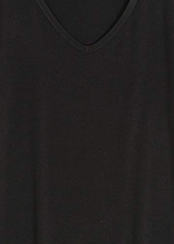 Jusfitsu Summer Women Pajama Set Short Sleeve Modal Sleepwear Solid Top and Short Soft Loungewear Elastic Black XL - Thumbnail 3
