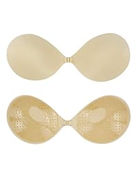 Muryobao - Sujetador autoadhesivo sin tirantes de silicona, sin espalda, sujetador push-up, sujetador de vestidos de novia con cubrepezones