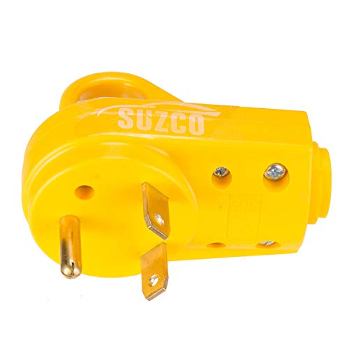 SUZCO 30 Amp RV Male Power Cord Replacement Plug End, 125 Volt Repair Receptacle Grip Electrical Plug