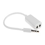 niceEshop White 3.5mm Audio Jack Stereo Headphone Splitter Cable Adapter for iPhone iPad iPod