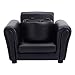 Costzon Kids Couch with Footstool, Children's Sofa w/ASTM & CPSIA w/PU Leather Surface, Mini Armrest Chair Lounge, Soft Kids Sofa for Preschool Bedroom Kids Room Toddlers Boys Girls Birthday (Black)