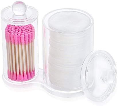YEEGG Clear Plastic Cotton Ball and Swab Holder with Free Cotton Swabs for Vanity Counter-top