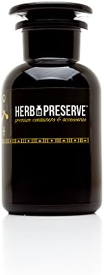 Herb Preserve Capacity Apothecary Jar Ultraviolet All Glass Refillable Stash, .5 oz. (250ml), Black