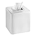 iDesign Gia Facial Tissue Box Cover/Holder for Bathroom Vanity Countertops - White