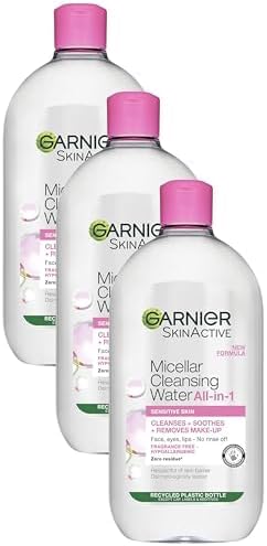 Garnier Micellar Cleansing Water 700ml, PACK OF 3, Gentle face cleanser & Make up Remover, Suitable For All Skin Types Including Sensitive Skin, Soothing Formula, Dermatologically Tested