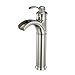 BWE Vessel Sink Faucet Brushed Nickel Waterfall Single Hole Commercial Bathroom Sink Faucets & Parts Supply Hose Single Handle Bath Lavatory Vanity Sink Mixer Tap