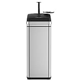 iTouchless Squeeze Trash Compactor Garbage Can with Sensor Lid, Battery-Free Operation to Compact Waste from 13 to 20 gallon Capacity, Stainless Steel