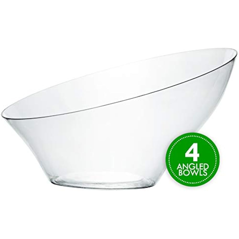 Disposable Angled Plastic Bowls Round Large Serving Bowl, Elegant For