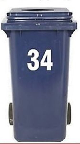 2 Large Wheelie Bin Number Self Adhesive Stick On Sticker White Numbers - 5