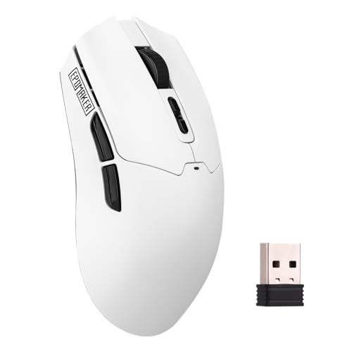 EPOMAKER Click Lite Wireless Gaming Mouse, 800 to 12,000 DPI Adjustable, PAW3311 Sensor, 500mAh, 59g, 2.4G/BT/USB-C Rechargeable Wireless Mouse with 5 Programmable Buttons for PC/Mac/Linux (White)