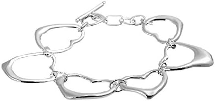 Designer Inspired Open Heart Chain Bracelet 925 Sterling Rhodium Plated