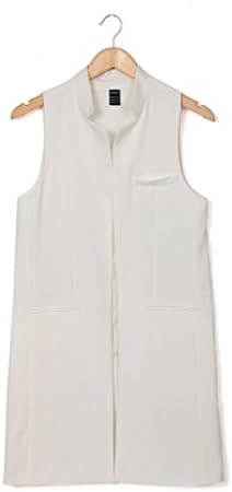 BESTWISH Women Long Vest Coat Europen Style Waistcoat Back Split Outwear Casual Top White XL