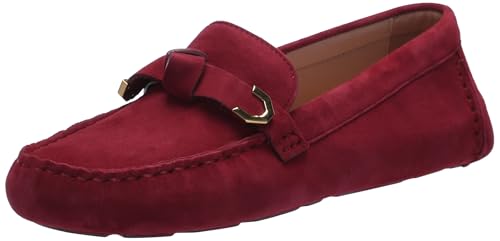 Cole Haan Women's Evelyn Bow Driving Style Loafer, Black Cherry Suede/Patent Le…