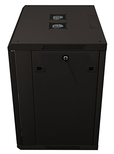 Server Rack Cabinet - 12U 19" - Tupavco TP1512 - Floor/Wall Mount Network IT Computer Electronics Media Equipment Storage Rackmount Enclosure with Glass Door and Sides Lock, Vent Fans; 17.7 inch deep