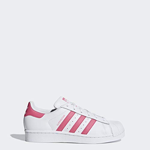 adidas Originals Unisex Superstar Running Shoe White/Real Pink/Real Pink, 5.5 Medium US Little Kid