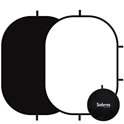 Selens 3.2x4.9ft Black White Backdrop for Photography, Pop Up