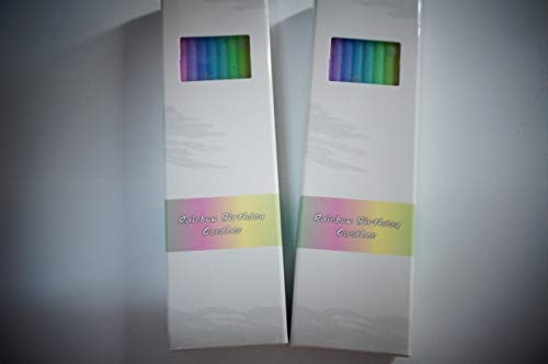 20 Count Party Long Thin Cake Candles Metallic Birthday Candles in Holders for Birthday Cakes Decorations, Rainbow