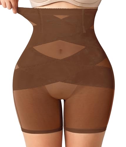 KUMAYES Shapewear for Women Tummy Control - High Waisted Body Shaper Butt Lifting Shapewear Shorts Thigh Slimmer Brown at Amazon