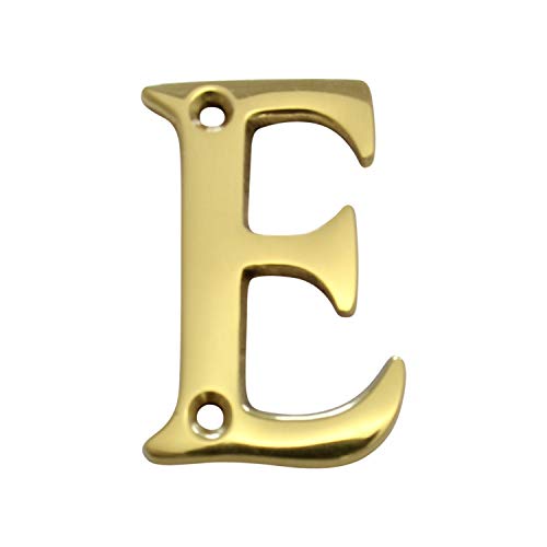 RCH Hardware 2351E-PB050 | Solid Brass 2'' Tall House Mailbox Letter E with Matching Screws (Polished Brass)