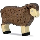 Holztiger Black Wooden Sheep Figurine