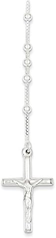 Sterling Silver Polished Rosary Necklace,18