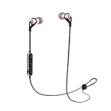 Bluetooth Headphones, Bluetooth 4.1 Wireless Headphones Sports Earphones Lightweight Stereo Earbuds with Magnetic Connection, Sweatproof Sports Headset with Metallic Housing & Built-in Mic (Rose Gold)