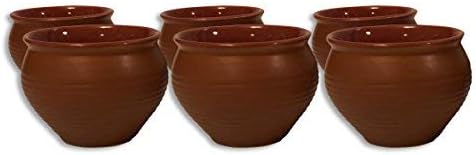 A Krazy Mug Earthen Glazed Ceramic Terracotta Small Reusable Kullad Tea Cups - Set of 6