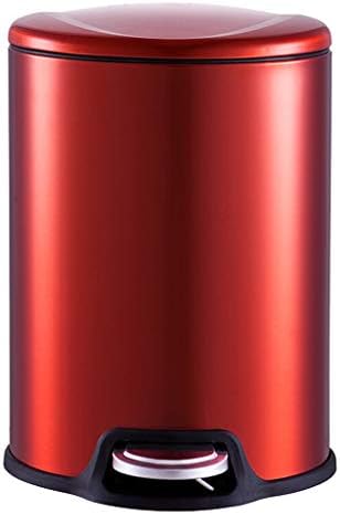 JOAHCHEN Stainless Steel Waterproof Pedal Trash bin, Kitchen dustbin with Inner Bucket, Bath Antiskid dustbin, Household Trash Pail, 5l, 23.5 x 23.5 x29,Red