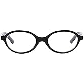 SUNBSR Retro Oval Glasses for Women Men 90s Small Round Blue Light Glasses Oval Y2K Tortoise Eyeglasses