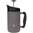 BruTrek Basecamp Coffee Press - Double Wall Vacuum Insulated Stainless Steel - Bru-Stop Technology, No Grounds in Coffee, No Spill Lid (Storm Gray, 32 fl.oz)