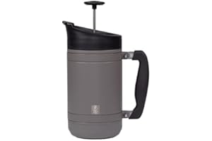 BruTrek Basecamp Coffee Press - Double Wall Vacuum Insulated Stainless Steel - Bru-Stop Technology, No Grounds in Coffee, No Spill Lid (Storm Gray, 32 fl.oz)
