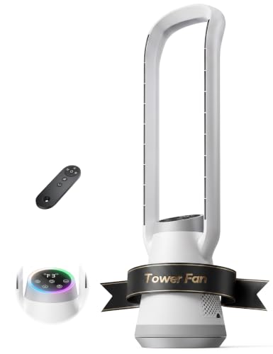 Portable Bladeless Tower Fan, 35.5" Oscillating Fan for Bedroom, 25Ft/s Fan that