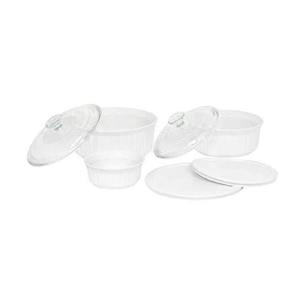 CorningWare French White 7Pc Ceramic Bakeware Set with Lids, Chip and