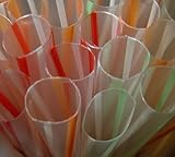 150 Count EXTRA WIDE Fat Boba Drinking Straw 8 1/2" Striped. (Kitchen)