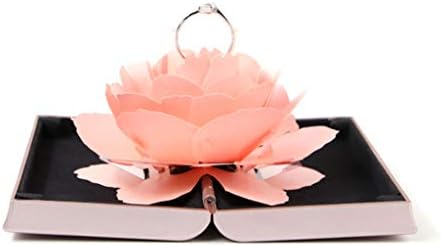 Sandistore Creative Rose Engagement Ring Box,3D Pop Up Rose Ring Box Wedding Engagement Jewelry Storage Holder Case Bump