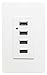 Seckatech 4 USB Ports Charger Wall Outlet, Smart High Speed Charging Receptacle with 2 Free Plates, 4.2A 5V DC, White