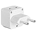 European Plug Adapter by Yubi Power 2 in 1 Universal Travel Adapter with 2 Universal Outlets - 2 Pack - White - Type C for Europe, France, Germany, Russia, Spain & More.