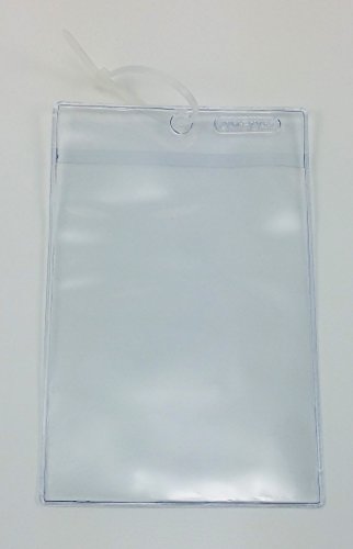 Amram 4 Inch x 6 Inch Clear Vinyl Tag Holders 50 Pieces Plus 100 Cable Ties for Hanging