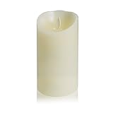 Brightsky 6in LED Ivory Real Wax Candles Flickering Flameless with Remote Control Timer Warm White 3 AAA Battery Power