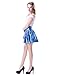 HDE Women's Solid Color Metallic Flared Pleated Club Skater Skirt Blue - S