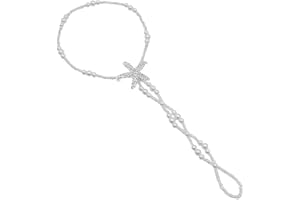 Anklets Women Boho Starfish Faux Pearl Toe Ring Anklet Ankle Foot Bracelet for Women