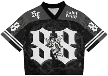 VIPWOLF Men's Number Graphic Jersey Shirts Oversized Y2KShort