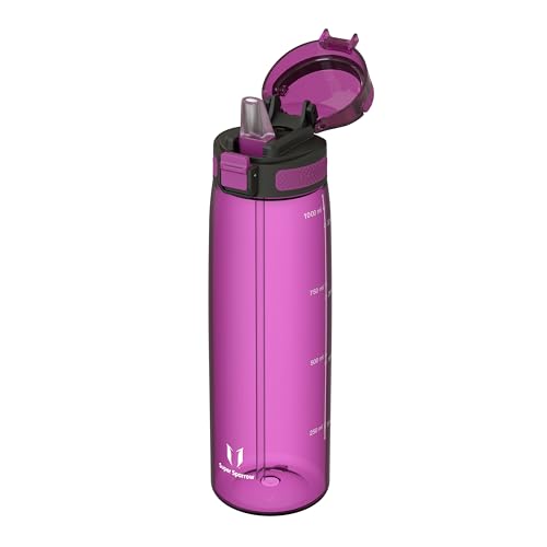 Super Sparrow 水筒 1L 米国Tritan製 ストロー付き BPAフリー 漏れ防止 ウォーターボトル
